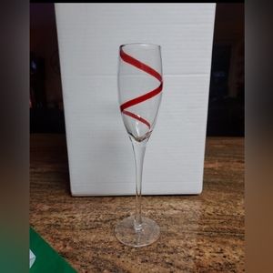 Pier 1 Red Swirl Fluted Champagne glass.